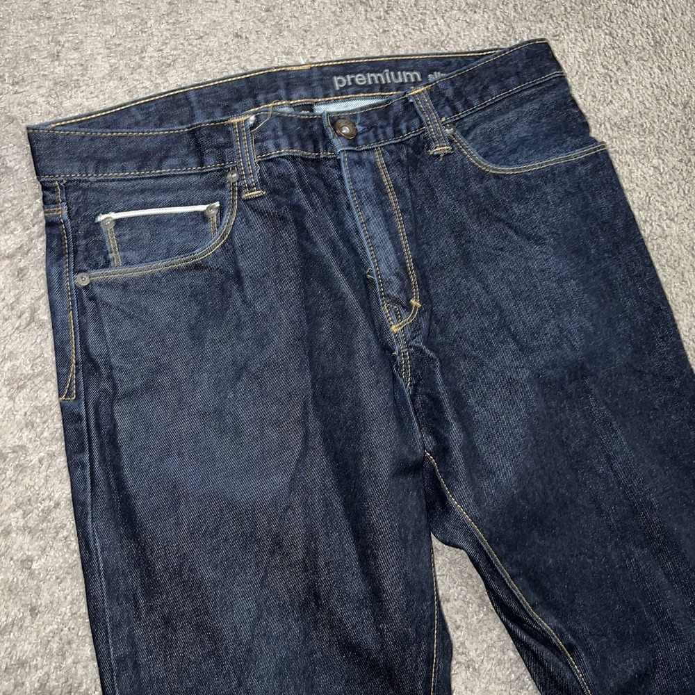 Gap 1969 Jeans Mens 33x32 Blue Selvedge Raw Straight Ringspun Denim Button Fly